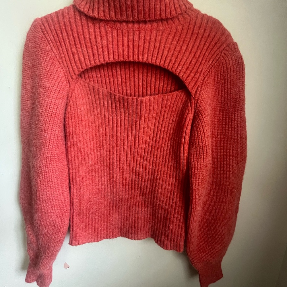 Sweater Knit Turtleneck Cut Out Coquette Puffy Sleeves Minimalist Academia Small